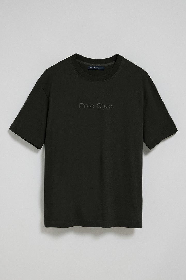 Camiseta negra de manga corta y cuello redondo con logotipo Polo Club