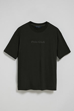Black round-neck short-sleeve tee with Polo Club logo