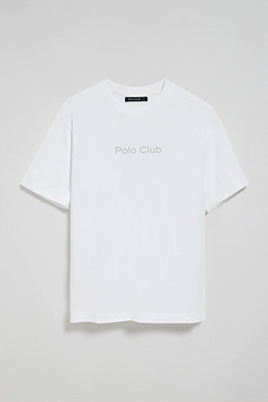 White round-neck short-sleeve tee with Polo Club logo
