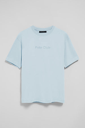 Light-blue round-neck short-sleeve tee with Polo Club logo