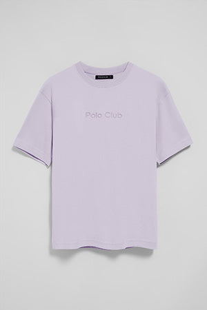 Lavender round-neck short-sleeve tee with Polo Club logo