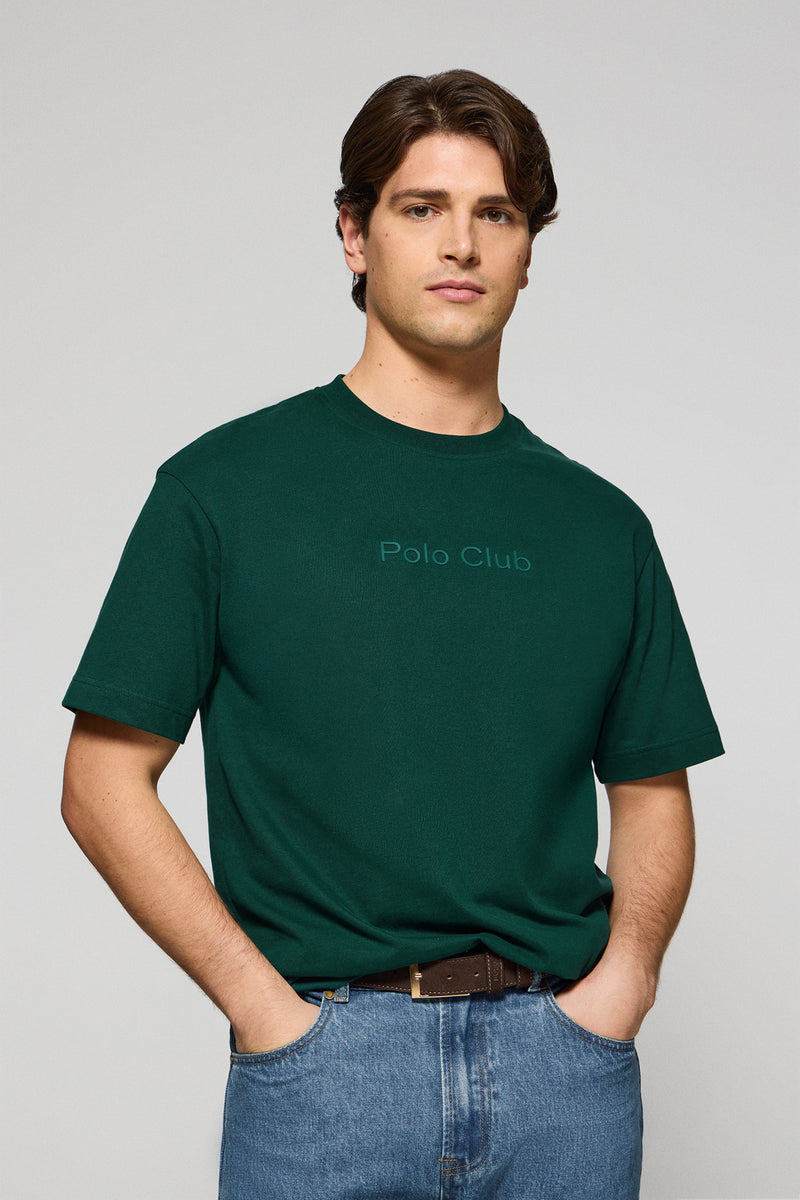Cuello Redondo Playera Polo Club Hombre Camiseta Verde Esmeralda