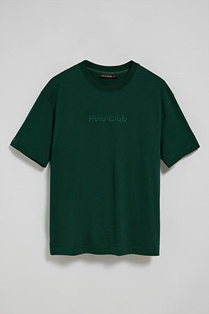 Emerald-green round-neck short-sleeve tee with Polo Club logo