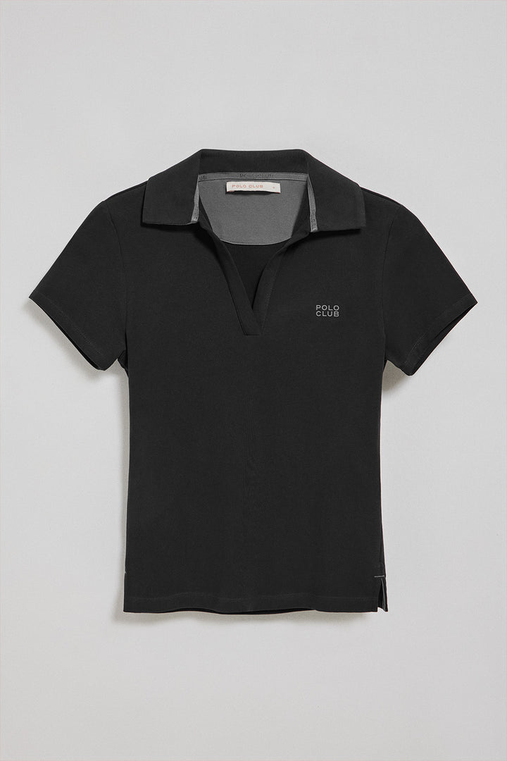 Polo Pedraza sem botões preto com logo engomado Polo Club