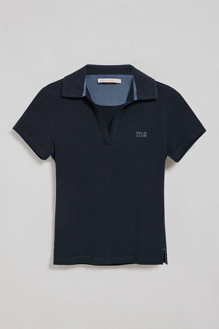 Polo Pedraza sem botões azul marinho com logo engomado Polo Club