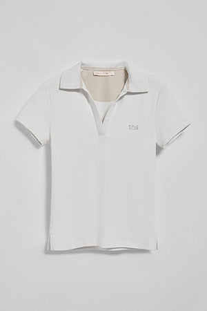 Polo Pedraza sin botones blanco con logo engomado Polo Club