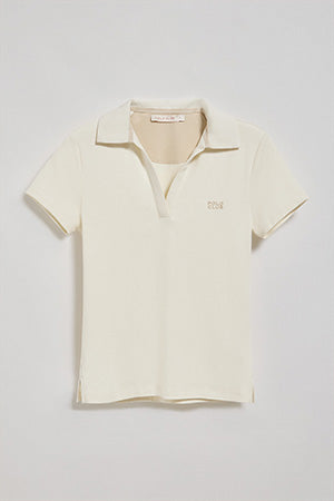Polo Pedraza sin botones color crudo con logo engomado Polo Club