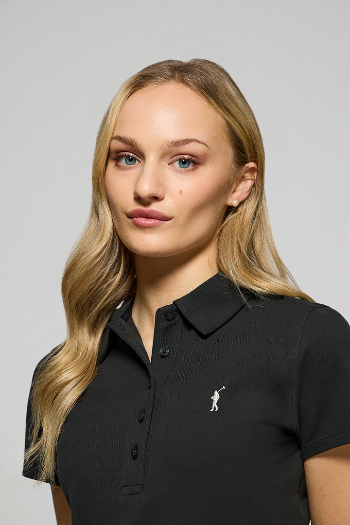 Black five-button polo shirt Pereira with Rigby Go embroidery