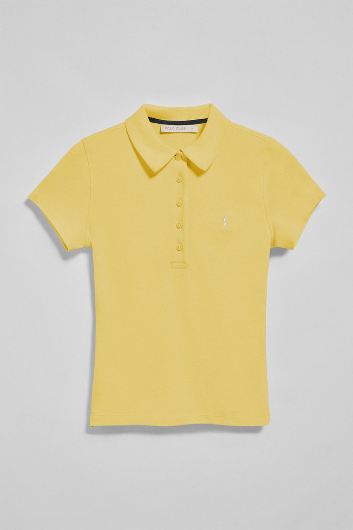 Polo Pereira amarelo suave com cinco botões com bordado Rigby Go