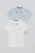 Pack de dos polos azul claro y blanco con logo Rigby Go