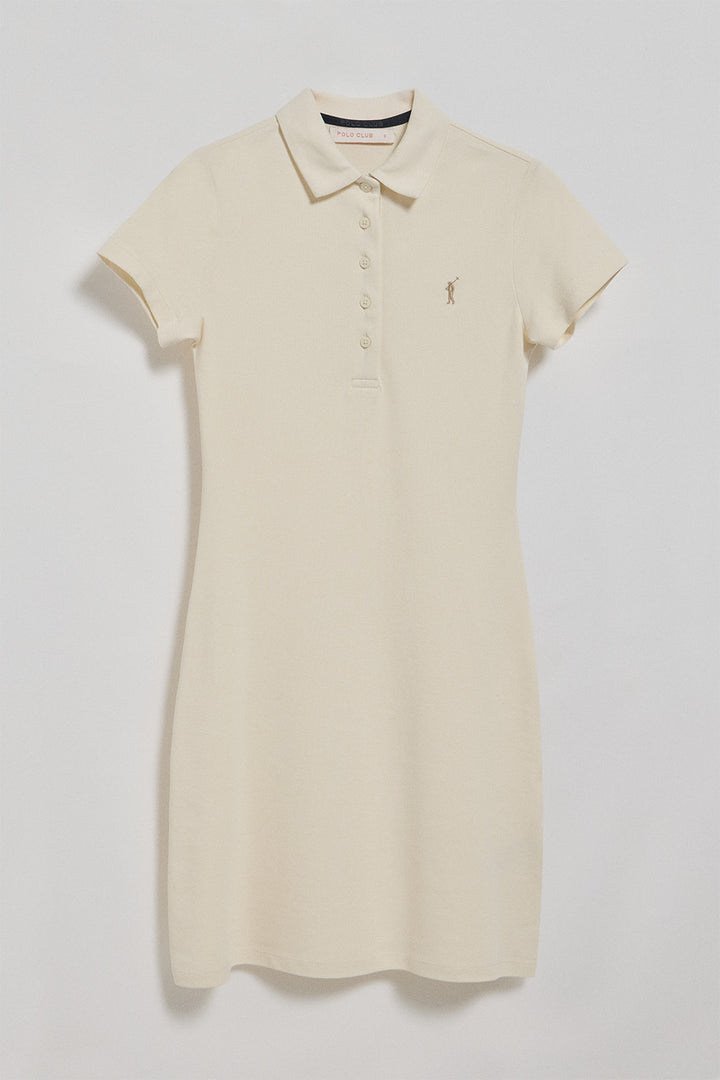 Vestido tipo polo cor crua com logo Rigby Go