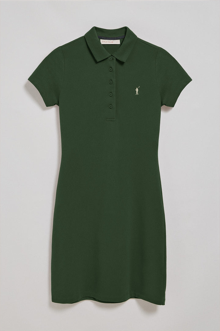 Vestido tipo polo verde garrafa com logo Rigby Go