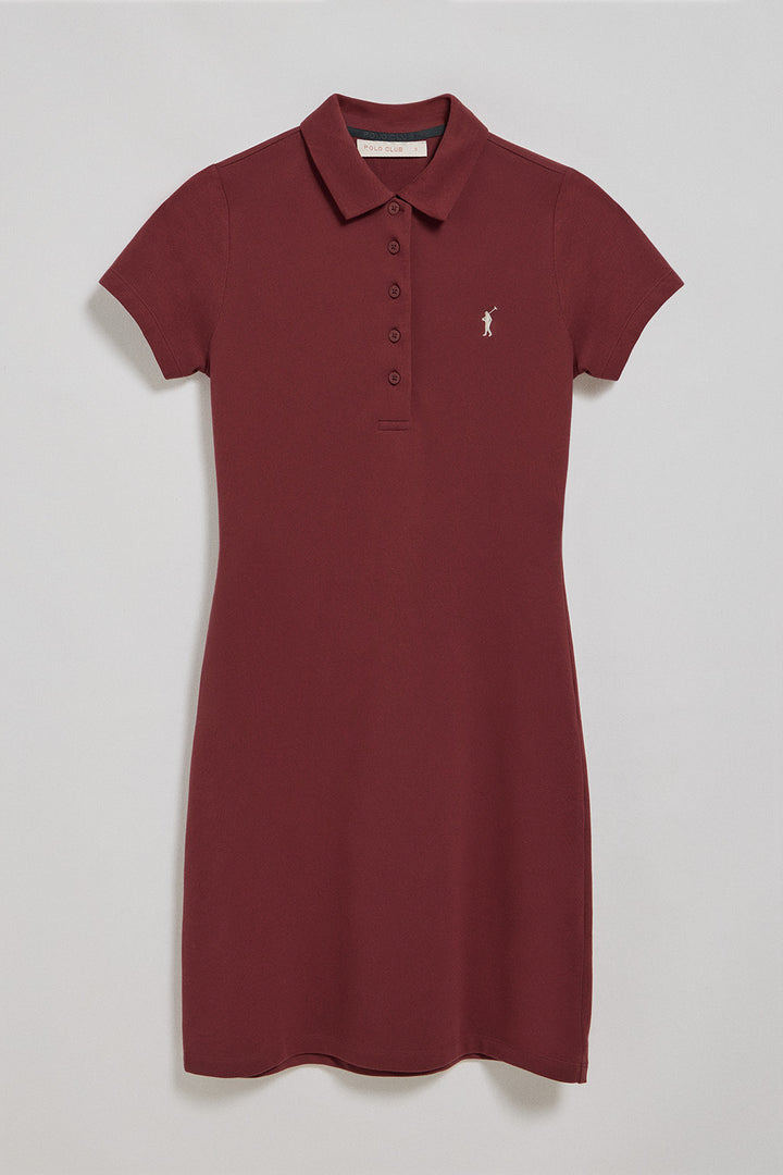 Vestido tipo polo grená com logo Rigby Go