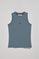 Camiseta básica azul denim sin mangas y cuello redondo con logo bordado Rigby Go