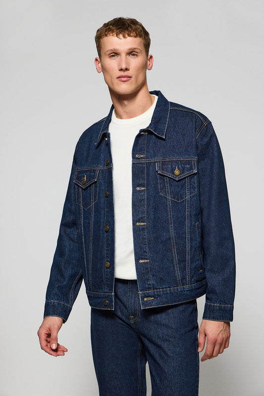 Man - Jacket - Denim jacket Boston with embroidered logo