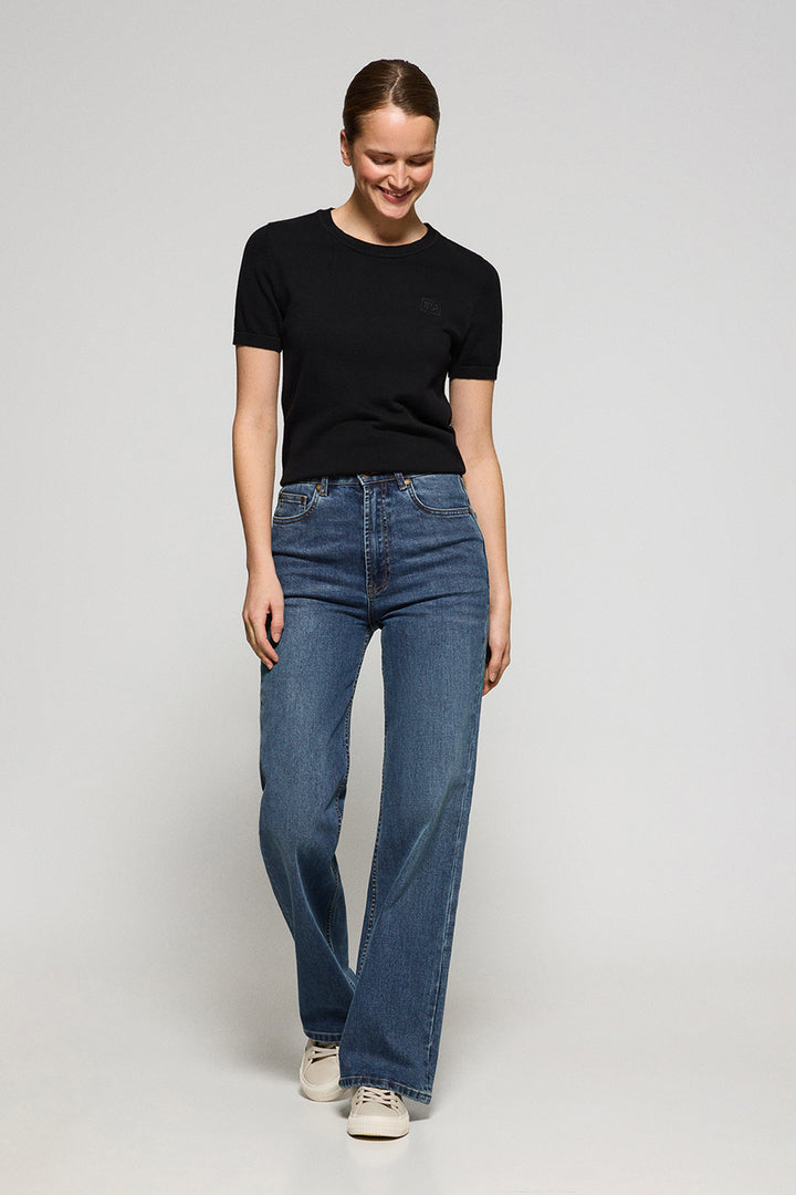 Calças de ganga wide leg Jana azul denim