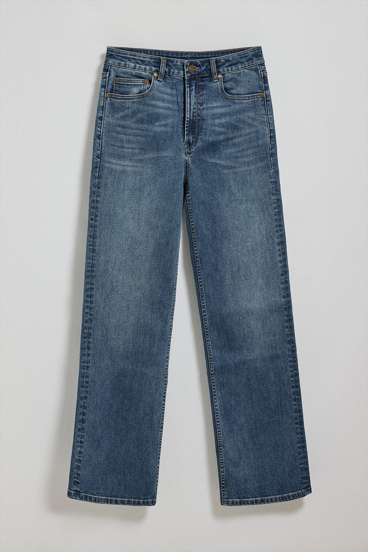 Calças de ganga wide leg Jana azul denim
