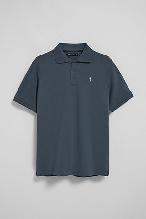 Polo azul claro de manga curta e três botões com logo bordado Rigby Go