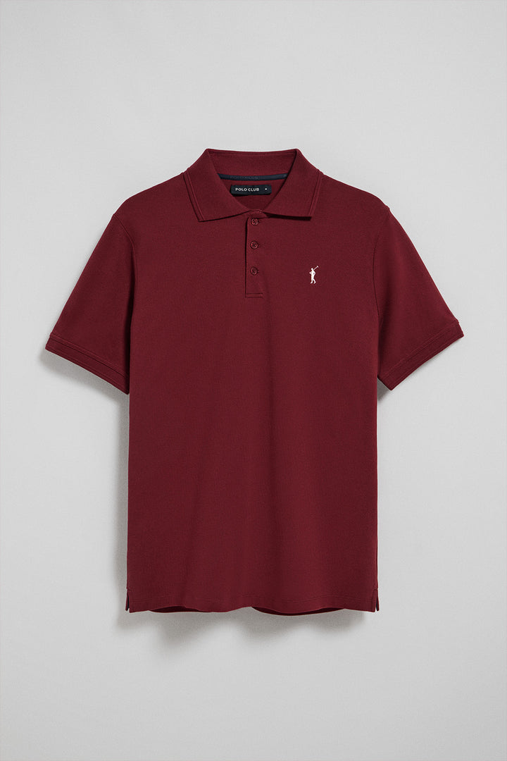 Polo grená de manga curta e três botões com logo bordado Rigby Go