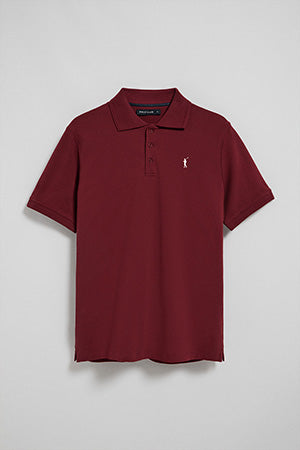 Polo grená de manga curta e três botões com logo bordado Rigby Go