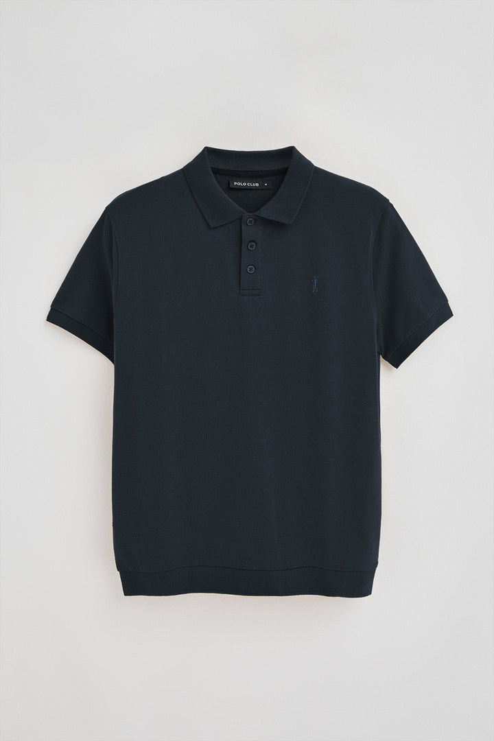 Navy-blue polo shirt with Rigby Go embroidery