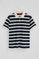 Navy-blue striped polo shirt Genova with embroidered monogram