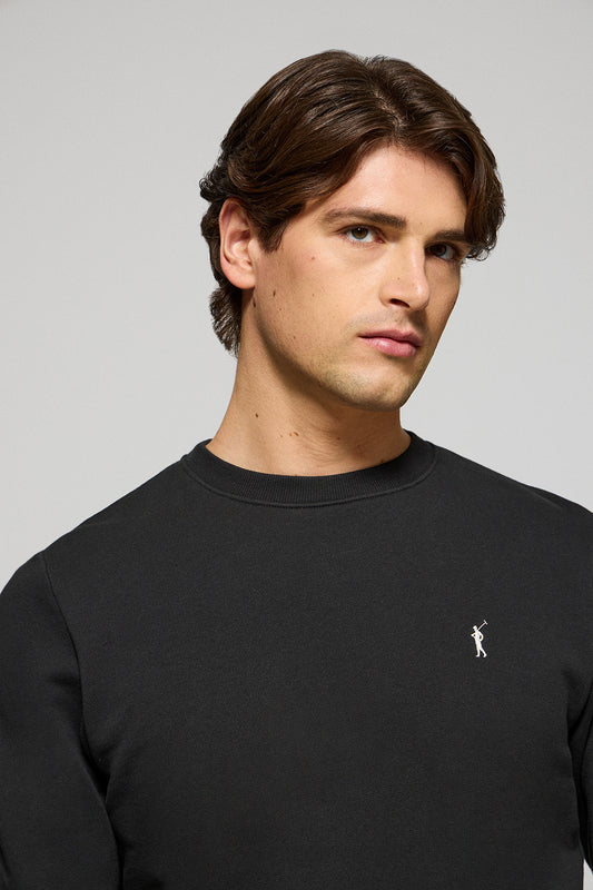 Sudadera negra relax de cuello redondo y bordado Rigby Go