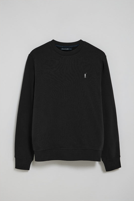 Sudadera negra relax de cuello redondo y bordado Rigby Go