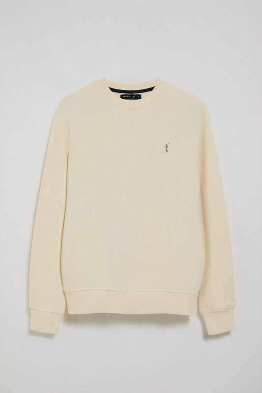 Sudadera color crudo relax de cuello redondo y bordado Rigby Go