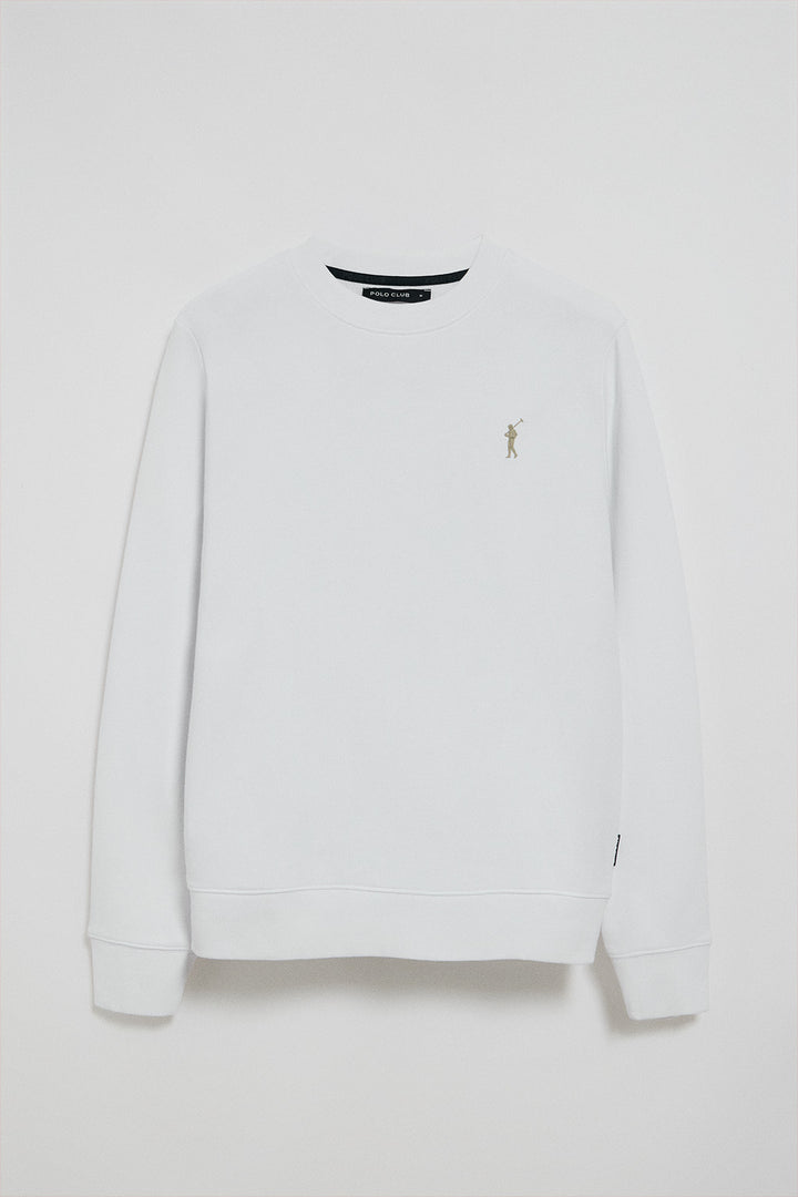 Sweatshirt branca relax com decote redondo com logo Rigby Go engomado