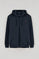 Sweatshirt azul marinho com capuz e fecho de correr com logo Rigby Go