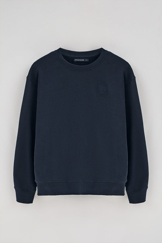 Sweatshirt navy relax com decote redondo com pormenor Polo Club