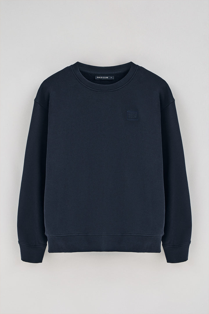 Sweatshirt navy relax com decote redondo com pormenor Polo Club
