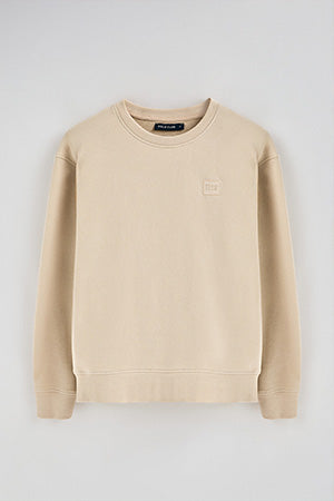 Sweatshirt bege relax com decote redondo com pormenor Polo Club