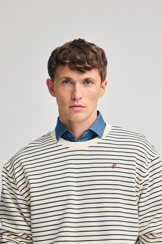 Sudadera Captain color crudo de rayas con monograma bordado