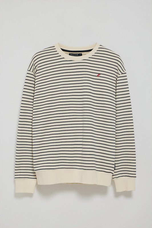 Sudadera Captain color crudo de rayas con monograma bordado