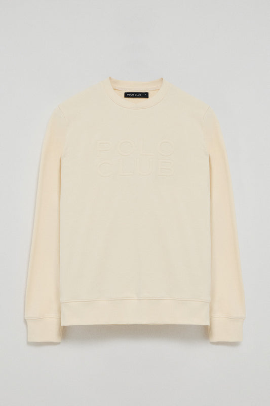 Sweatshirt folgada Iconic cor crua com logo em relevo