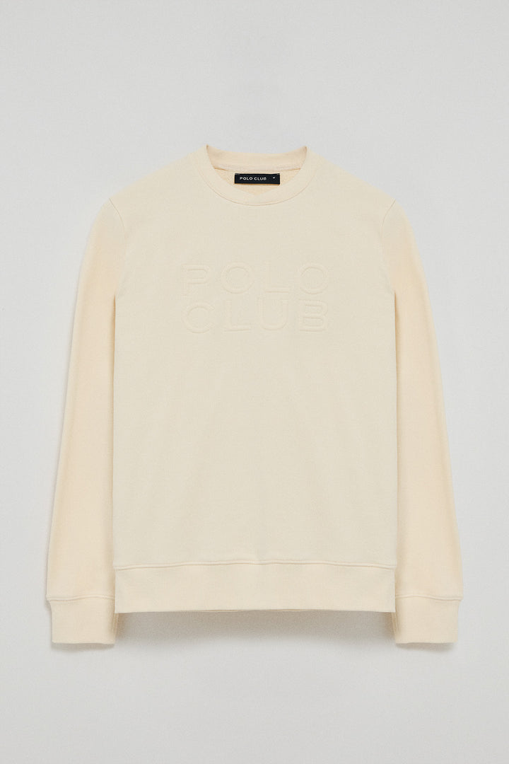 Sweatshirt folgada Iconic cor crua com logo em relevo