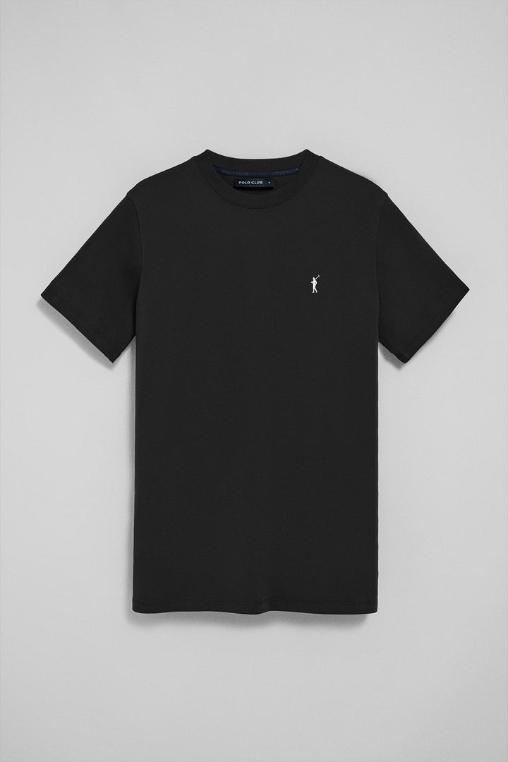 Camiseta negra con cuello redondo y bordado Rigby Go