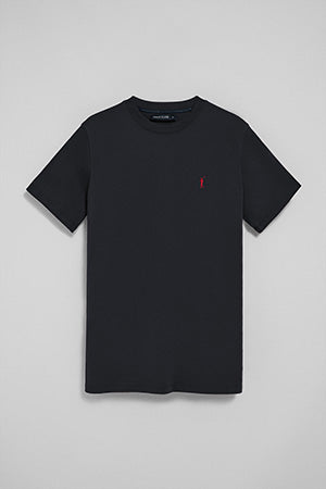 Navy-blue round-neck T-shirt with Rigby Go embroidery