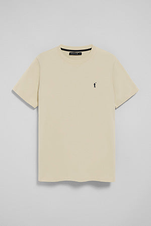 Nude round-neck T-shirt with Rigby Go embroidery