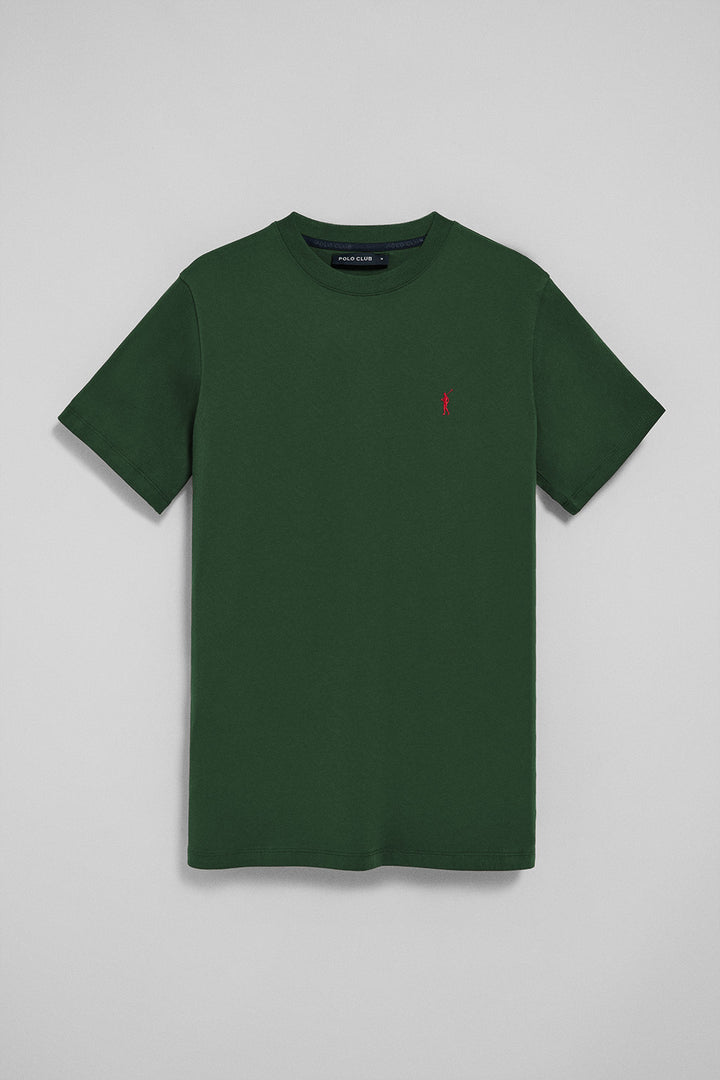 Camiseta verde botella con cuello redondo y bordado Rigby Go