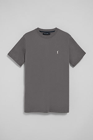 Asphalt-grey round-neck T-shirt with Rigby Go embroidery
