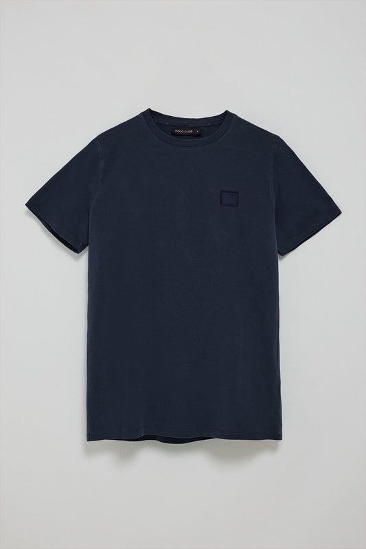 T-shirt azul marinho garment dye com pormenor Polo Club