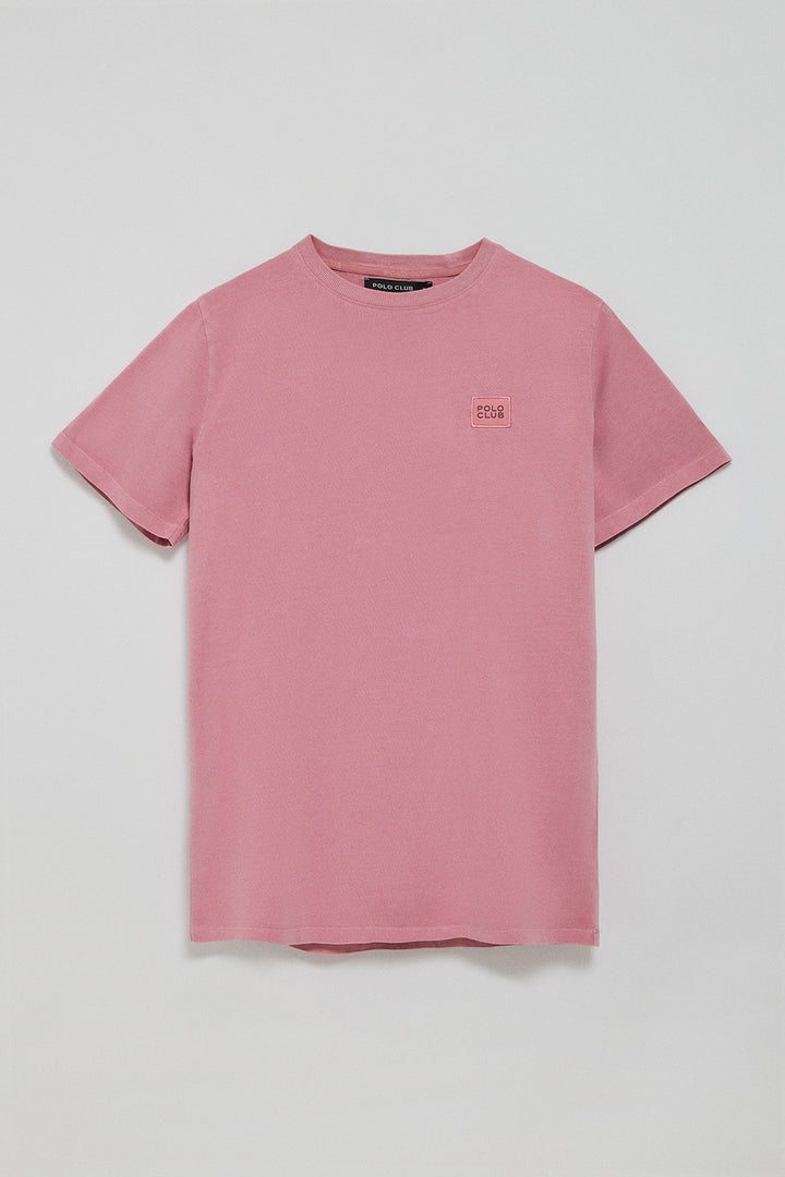 Camiseta rosa empolvado garment dye con detalle Polo Club