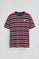 T-shirt grená e azul às riscas com logo engomado Polo Club