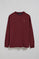 Maroon long-sleeve T-shirt with Rigby Go embroidery