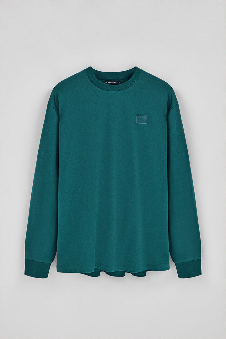 Camiseta verde azulado holgada con detalle Polo Club