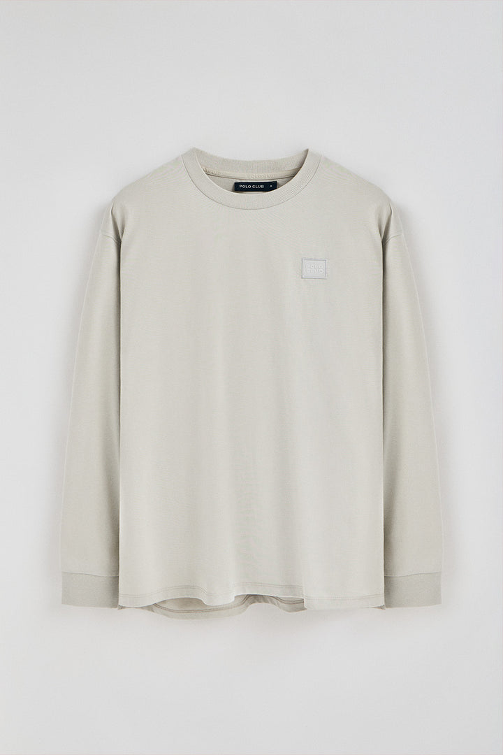 Camiseta gris claro holgada con detalle Polo Club