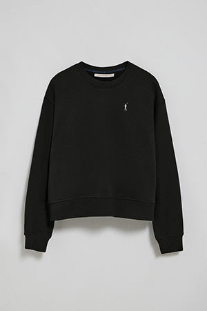 Sudadera negra de cuello redondo y bordado Rigby Go